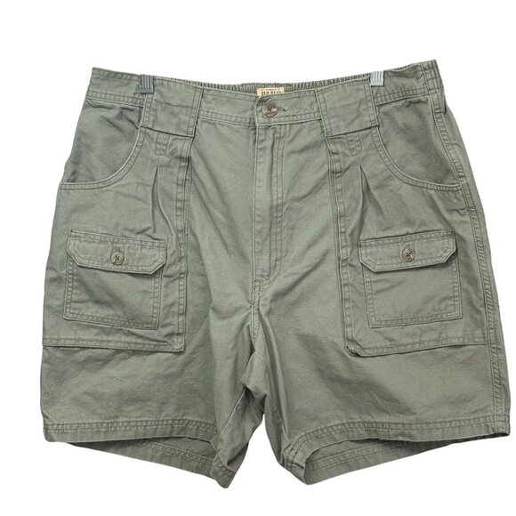 Redhead Mens Cargo Utility Shorts Khaki Green Size 38 Cotton Button Pockets - Picture 1 of 6